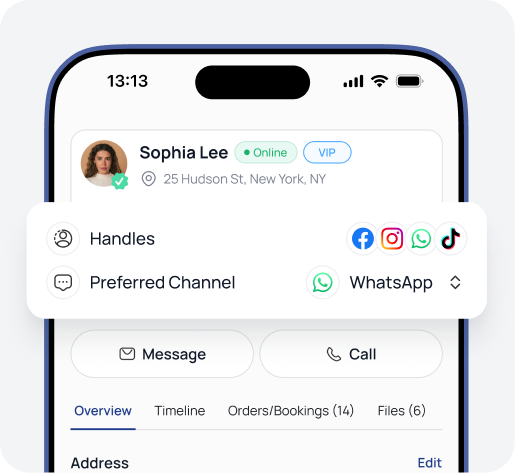 CRM profile mockup