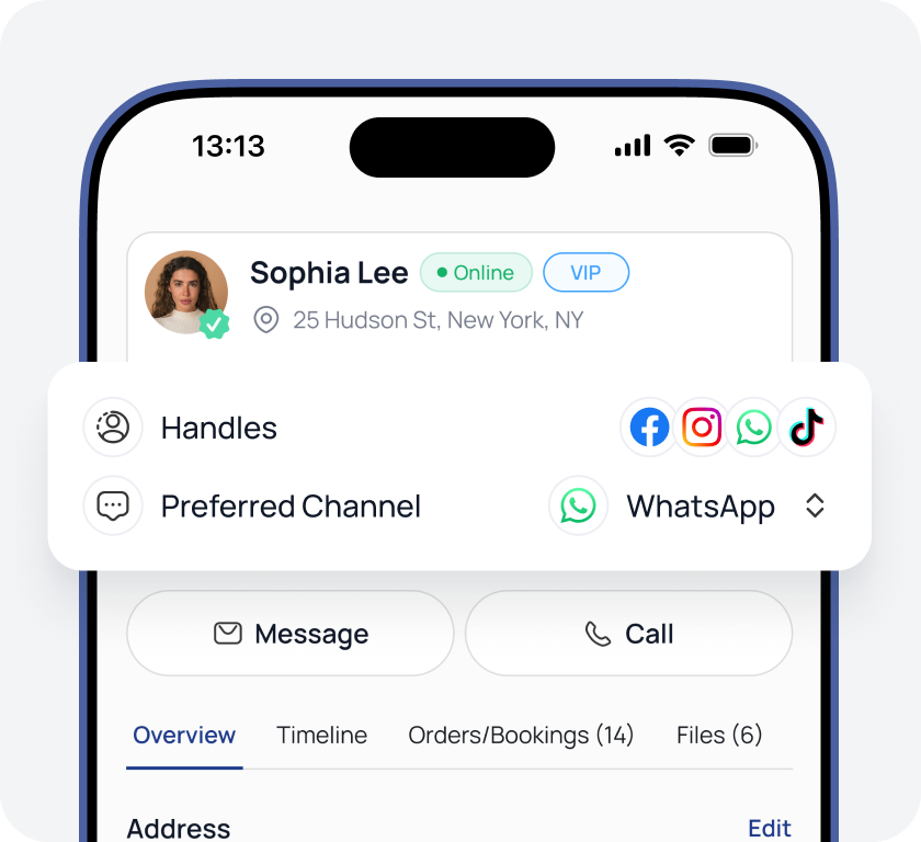 CRM profile mockup